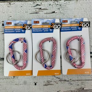 HY-KO 3-Pack American Flag Large Carabiner‎ Keychain Clip Aluminum KC312 NEW